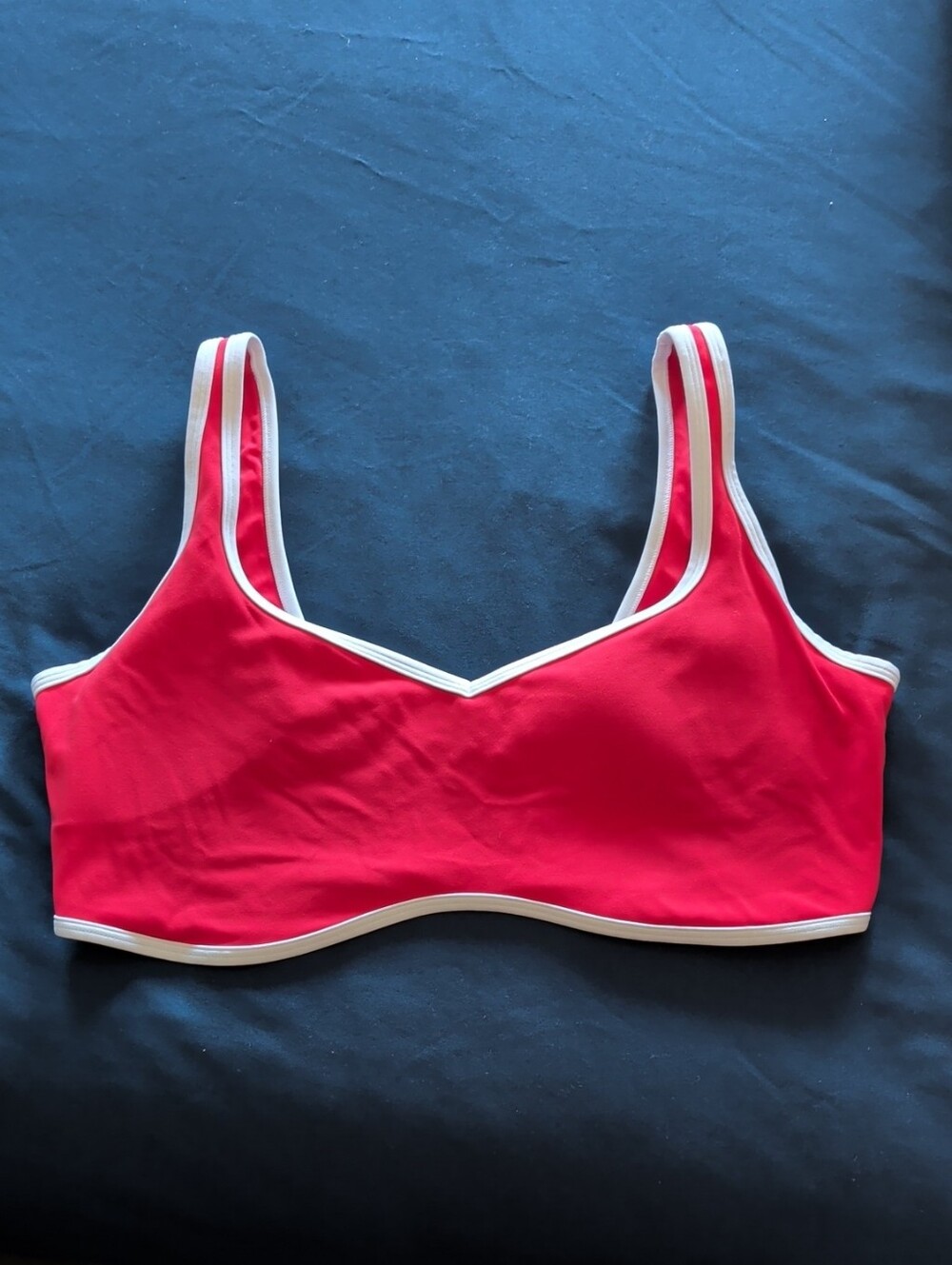 NWOT Abercrombie YPB Red Athletic Scoop Sports Bralette with White Trim